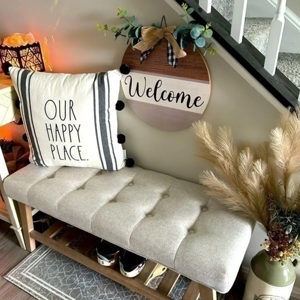 ❄️NWT Rae Dunn Our happy place - throw pillow 19x19